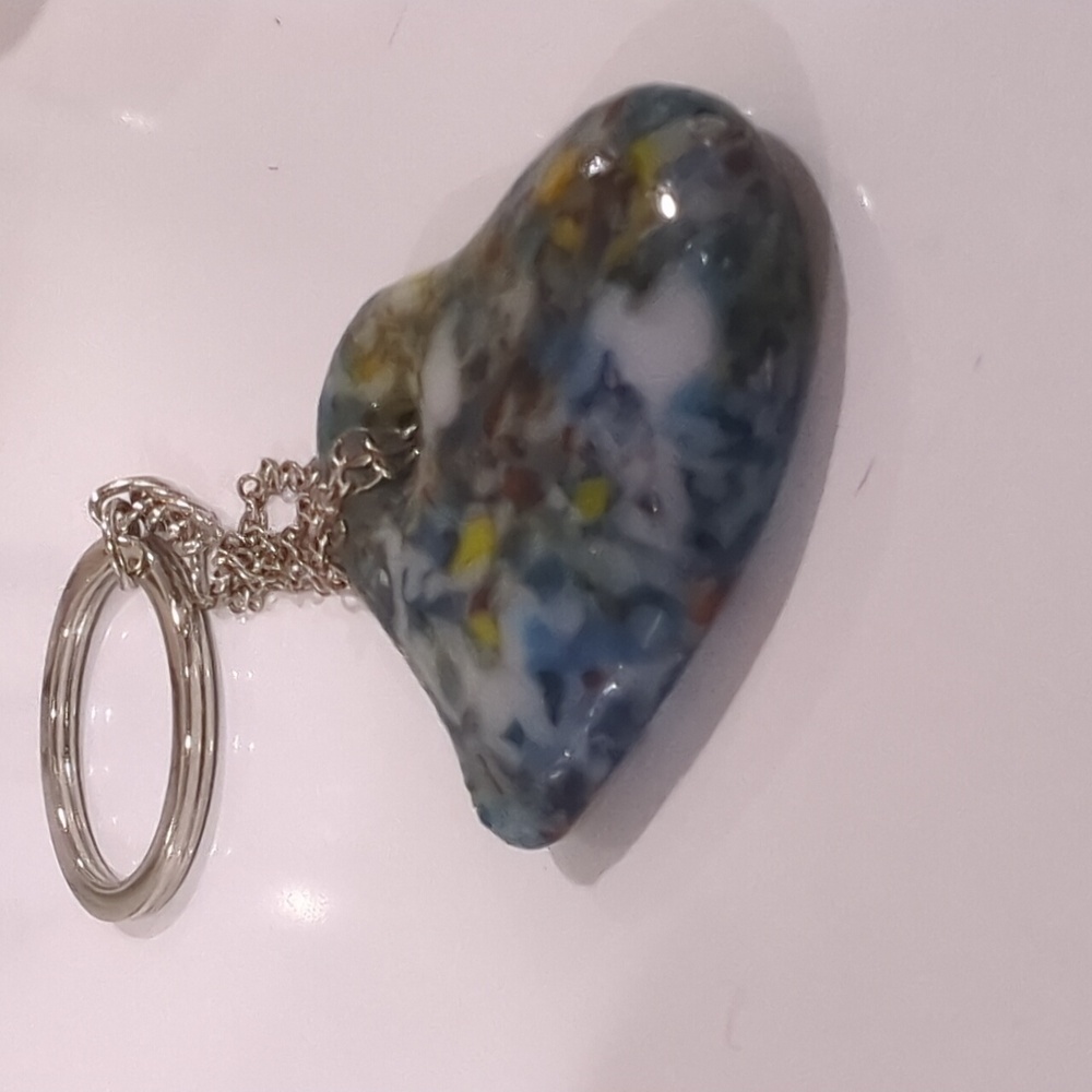 Beautiful stone like glass drop keychain on gold ring. Great housewarming gift - Picture 1 of 3